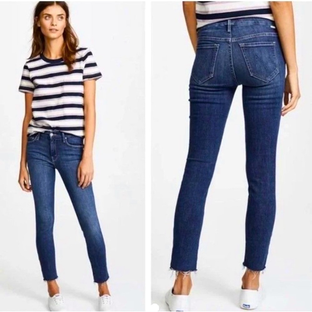 Mother Looker Ankle Fray Jeans in Girl Crush Raw Hem Size 26